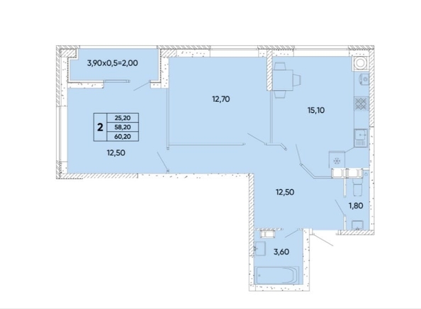 
  Продается 2-комн. квартира, 60 м², 40-летия Победы пр-кт, д. 111
. Фото 7.