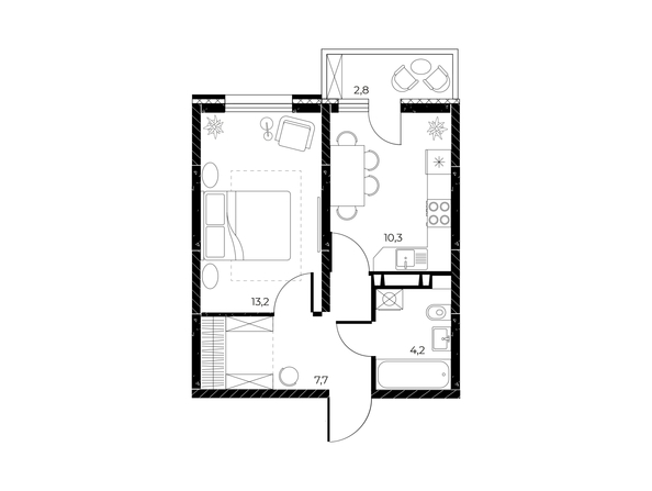 
  Продается 1-комн. квартира, 36.2 м², ЖК Панорама на Театральном, литера 1
. Фото 1.