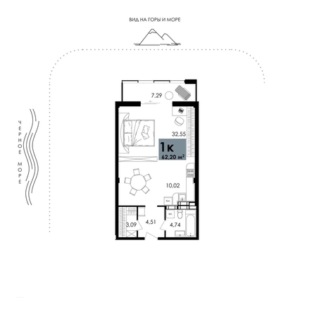 
  Продается апартамент 62.2 м², в АО Парк Плаза. Фото 1.