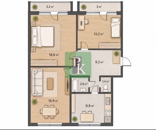 
  Продается 3-комн. квартира 70.8 м². Фото 37.