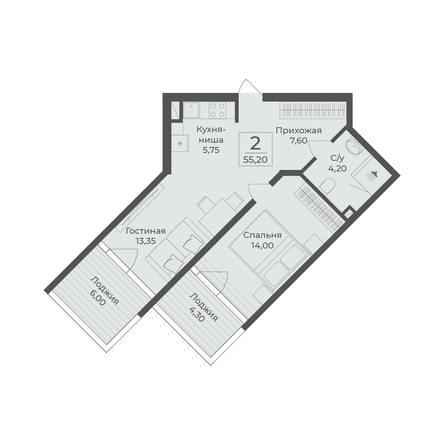 
  Продается апартамент 55.2 м², в АК Тамерун, корп 2. Фото 7.