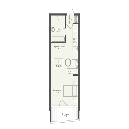 
  Продается апартамент 44.4 м², в АО Форос. Фото 2.