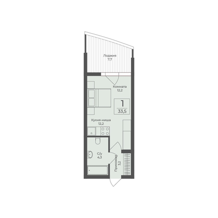 
  Продается апартамент 33.5 м², в АО Форос. Фото 2.