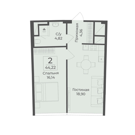 
  Продается апартамент 44.22 м², в АК Тамерун, корп 1. Фото 7.
