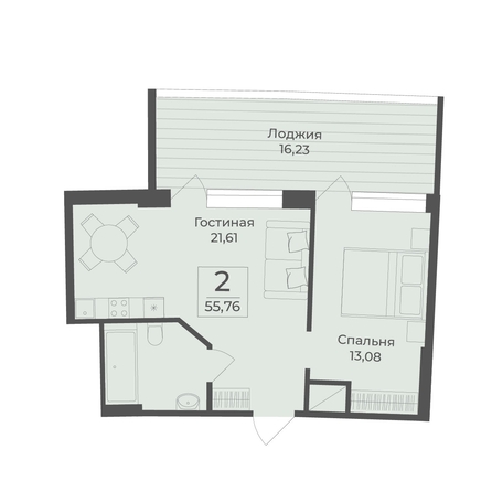 
  Продается апартамент 55.76 м², в АК Тамерун, корп 1. Фото 7.