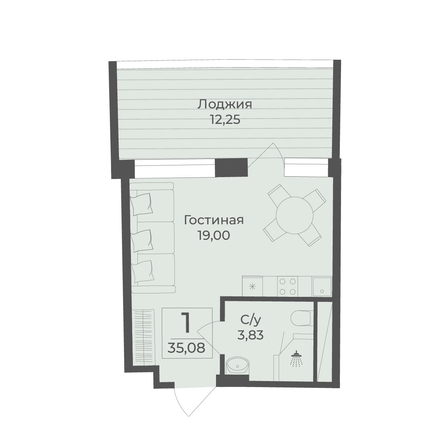
  Продается апартамент 35.08 м², в АК Тамерун, корп 1. Фото 7.