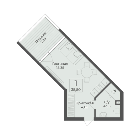 
  Продается апартамент 35.5 м², в АК Тамерун, корп 2. Фото 7.