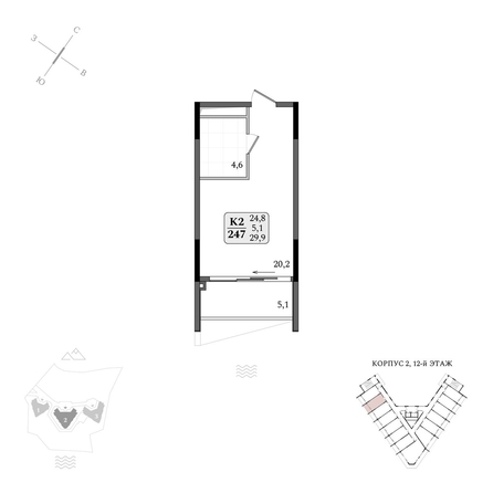 
  Продается апартамент 29.9 м², в АК Летто. Фото 1.