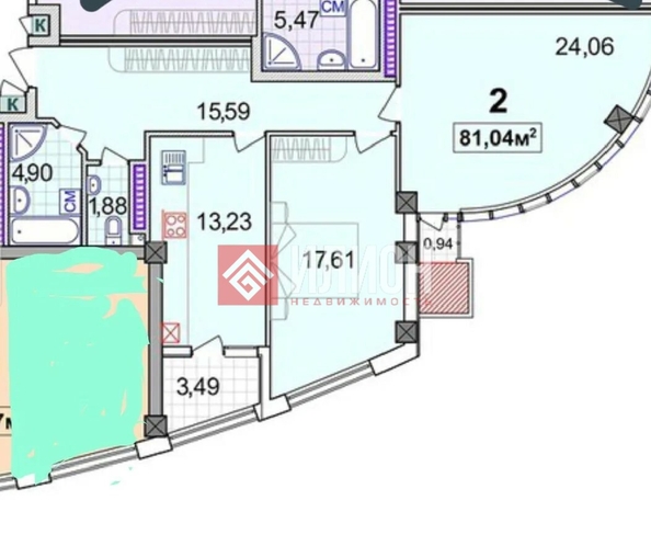 
  Продается 2-комн. квартира 86.6 м². Фото 2.