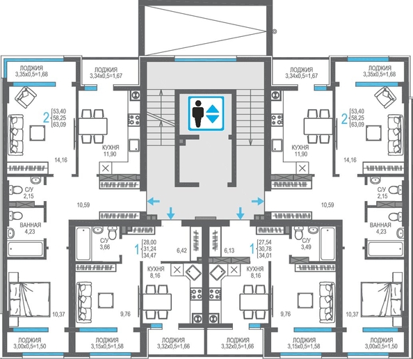 
  Продается 2-комн. квартира 58.25 м², в ЖК На Фонтанке. Фото 1.