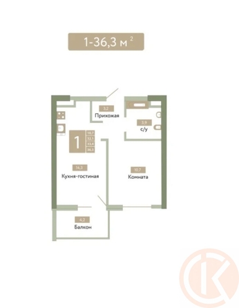 
  Продается 1-комн. квартира 36.3 м². Фото 2.
