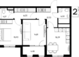 Листория, этап 3: Планировка 2-комн 73,34 м²