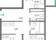 Горизонты 1: Планировка 2-комн 70,83 м²