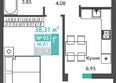 Единство: Планировка 1-комн 36,81 м²