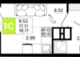 Октябрь Парк, 4.1: Планировка Студия 18,71 м²