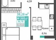 Единство: Планировка 1-комн 36,78, 36,81 м²