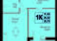 Друг, литера 5: Планировка 1-комн 35,75 м²