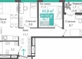 Орион: Планировка 3-комн 64,1 м²