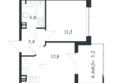 Новая Елизаветка, литер 4: Планировка 1-комн 35,1 м²