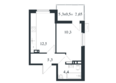 Новая Елизаветка, литер 6: Планировка 1-комн 35,15 м²