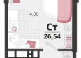 Родные просторы, литера 14: Планировка 1-комн 26,54 м²