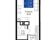 Приморье: Планировка Студия 21,89, 22,58 м²