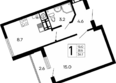 Семейный: Планировка 1-комн 34,1 м²