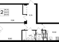 Парковые кварталы, этап 2: Планировка 2-комн 57,15 - 59,1 м²