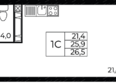 Западные Аллеи, литера 6.2: Планировка Студия 26,5 м²