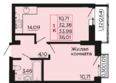 Вишневый сад, дом 2.2: Планировка 1-комн 33,98 м²