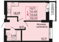 Вишневый сад, дом 2.2: Планировка 1-комн 33,68 м²