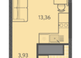 Теплые края, литер 7: Планировка Студия 21,57 - 21,77 м²