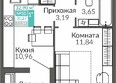 Горизонты 3: Планировка 1-комн 31,27 м²