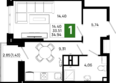 Октябрь Парк, 5.2: Планировка 1-комн 34,94 м²
