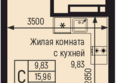 Botanica Hills (Ботаника Хилс), литера 3: Планировка Студия 17,21 м²