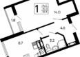 Семейный: Планировка 1-комн 32,3 м²
