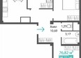 Прополис: Планировка 3-комн 72,43 м²