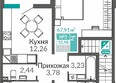 Горизонты 3: Планировка 2-комн 55,98 м²