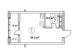 На Ленина 95, литер 95в2: Планировка Студия 25,7 м²