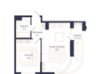 Брют Резиденс: Планировка 1-комн 45,6 м²