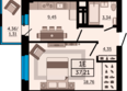 Four Premiers (Фор Примьерс), 2: Планировка 1-комн 37,21 м²