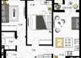 На Высоком берегу: Планировка 2-комн 58,6 м²