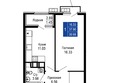 Море, литер 9: Планировка 1-комн 39,68 м²