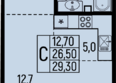 Звезды, литер 10: Планировка Студия 28,9, 29,3 м²