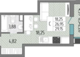 Сады у моря, литер 3: Планировка Студия 29,15 м²