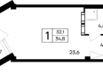 Космос Смарт Евпатория Отель: Планировка Апартамент 34,8 - 35,2 м²