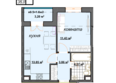 Центральный двор: Планировка 1-комн 35 м²