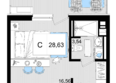 Корсаков: Планировка Студия 28,63 м²