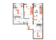 Мойнако Ривьера, 2 очередь: Планировка 3-комн 70,72 м²