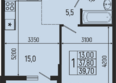Звезды, литер 12: Планировка 1-комн 39,7 м²
